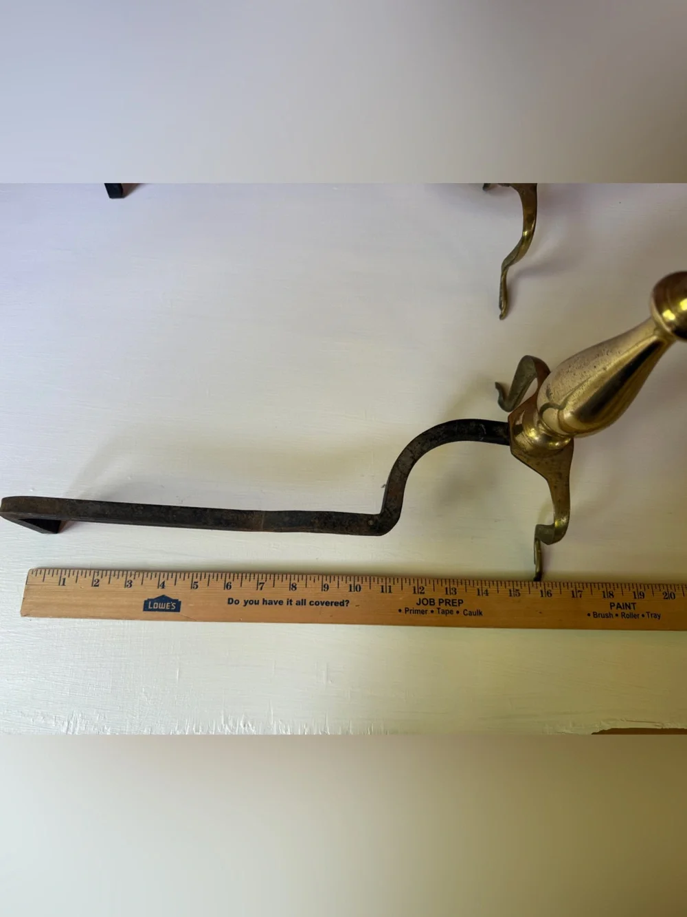 Vintage Brass & Cast Iron Fireplace Andirons Federal Style